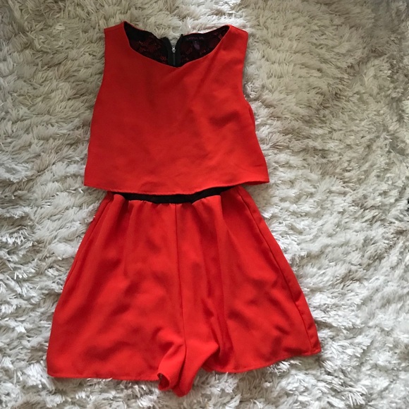 Orange Red Romper - Picture 2 of 3